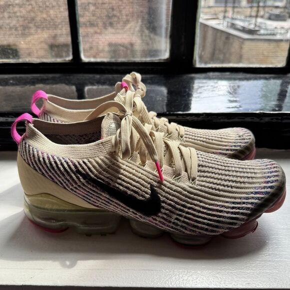 NIKE Air Vapormax Flyknit 3 Fossil Pink Ivory Sneakers 942843 Women’s Size 12 - Picture 1 of 9